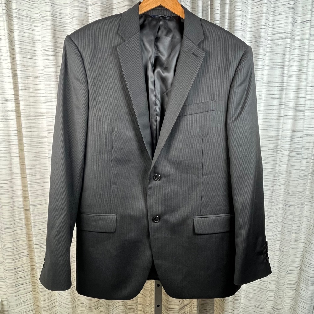Ralph Lauren Men's Charcoal Pinstripe 100% Wool Suit Jacket‎ Blazer 44R EUC